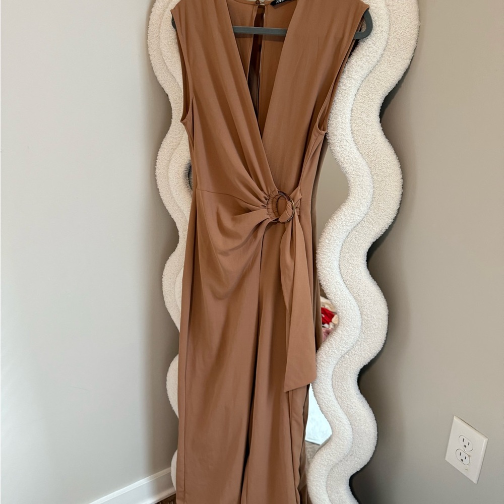 Zara Tan Maxi Dress with Ring Detail